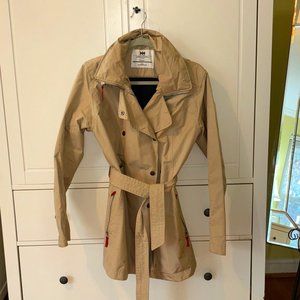Helly Hansen Womens Trench/Raincoat Tan sz L with hood